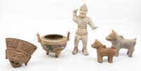 A Group of Neolithic and Pre-Columbian Style Pottery Articles Height of tallest 20 inches.