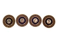 A Cased Set of Eight Vienna Style (Fischer & Mieg) Porcelain Portrait Plates