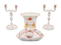 A Collection of Herend Chinese Bouquet Porcelain Table Articles