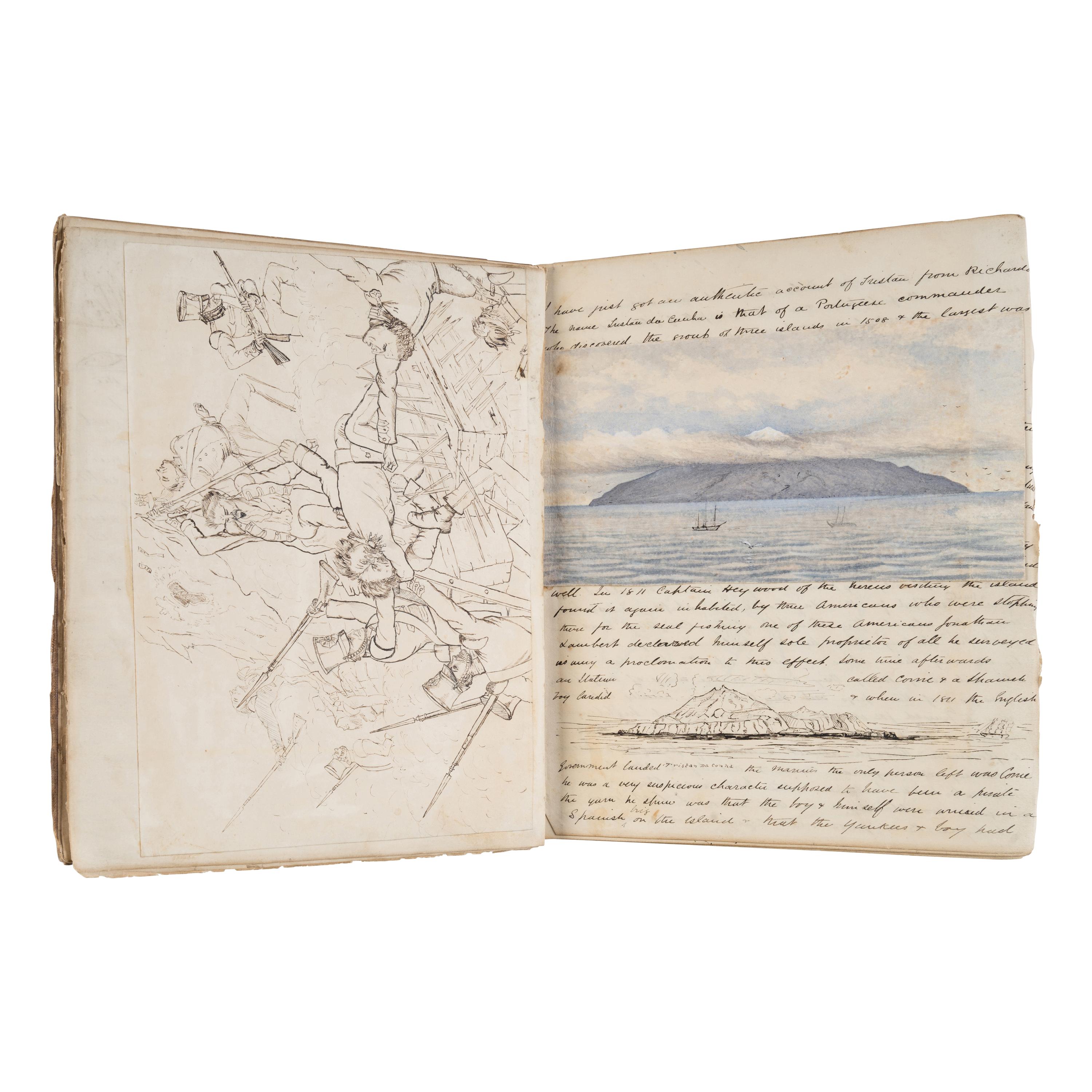 [Travel & Exploration - Challenger Expedition]. Channer, Arthur (1852-1929). Manuscript log and sketchbook kept as Sub-Lieutenant aboard H.M.S. Challenger during its pioneering scientific circumnavigation, 14 September 1873-April 1874.