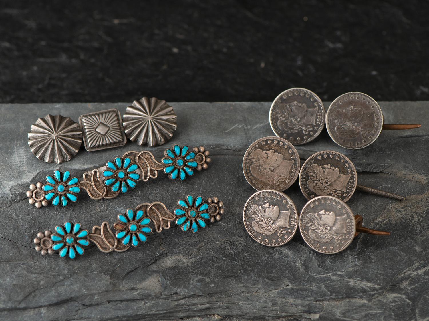 Navajo and Zuni Silver Manta Pins