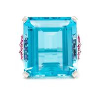 A Platinum, Aquamarine, Diamond and Ruby Ring, Tiffany & Co., 12.50 dwts.