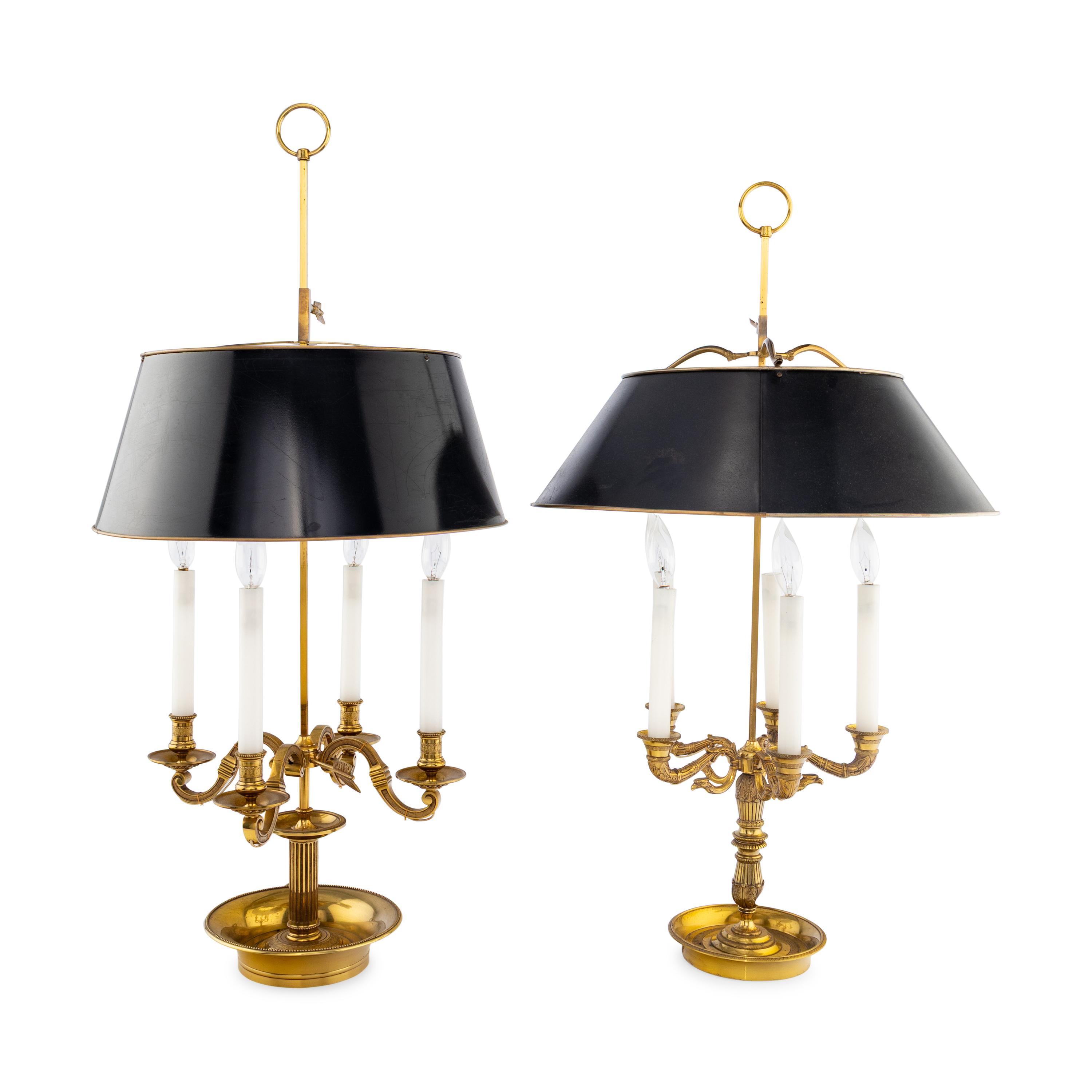 Two Empire Style Brass Bouillotte Lamps
