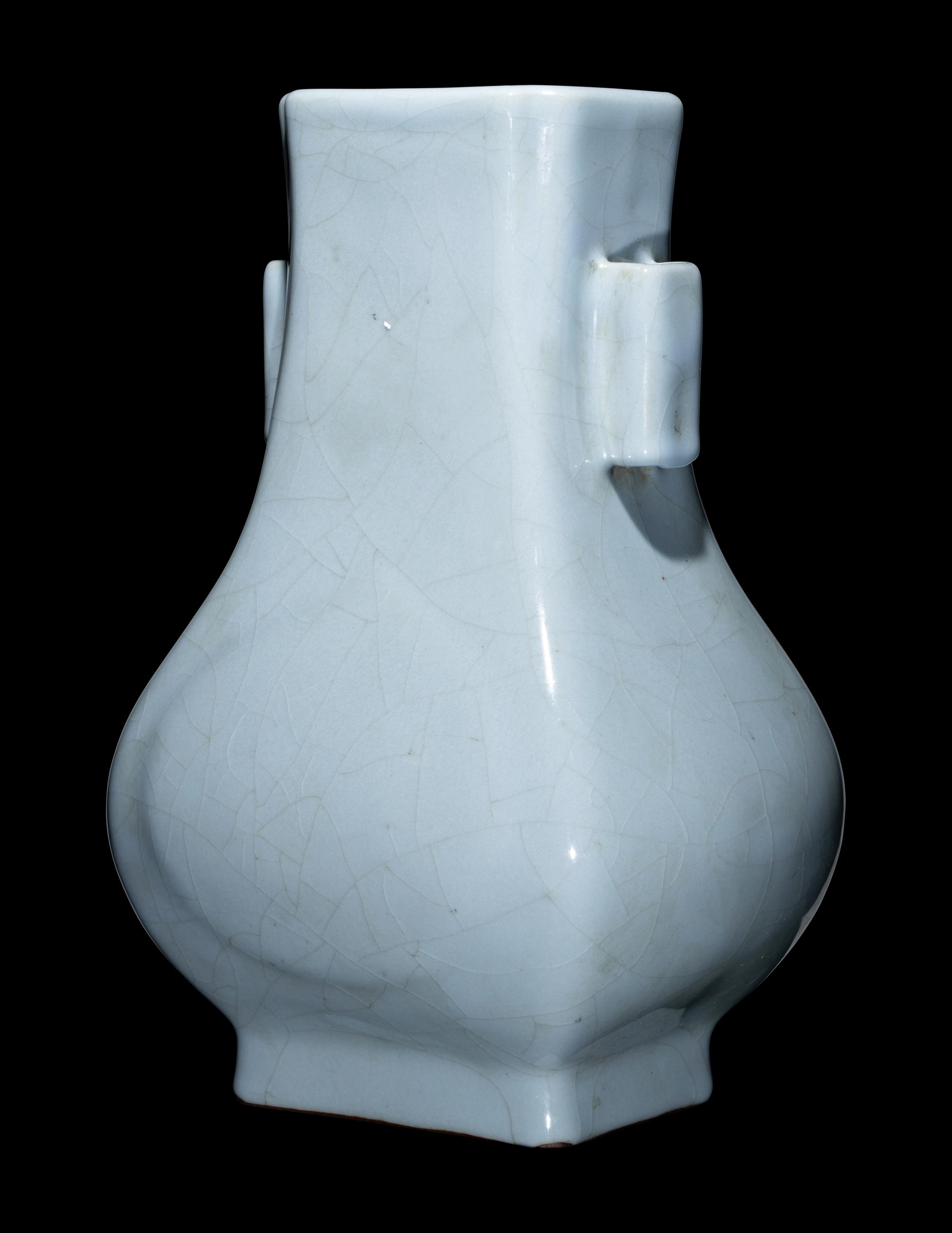 A Claire-de-Lune Ground Grackled Glazed Porcelain Hu Vase