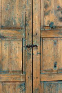 A Painted Rustic Cabinet in Two Pieces
