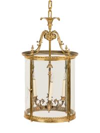 A French Brass and Glass Hall Lantern