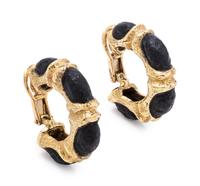 A Pair of Yellow Gold and Jet Hoop Earrings, Katy Briscoe,