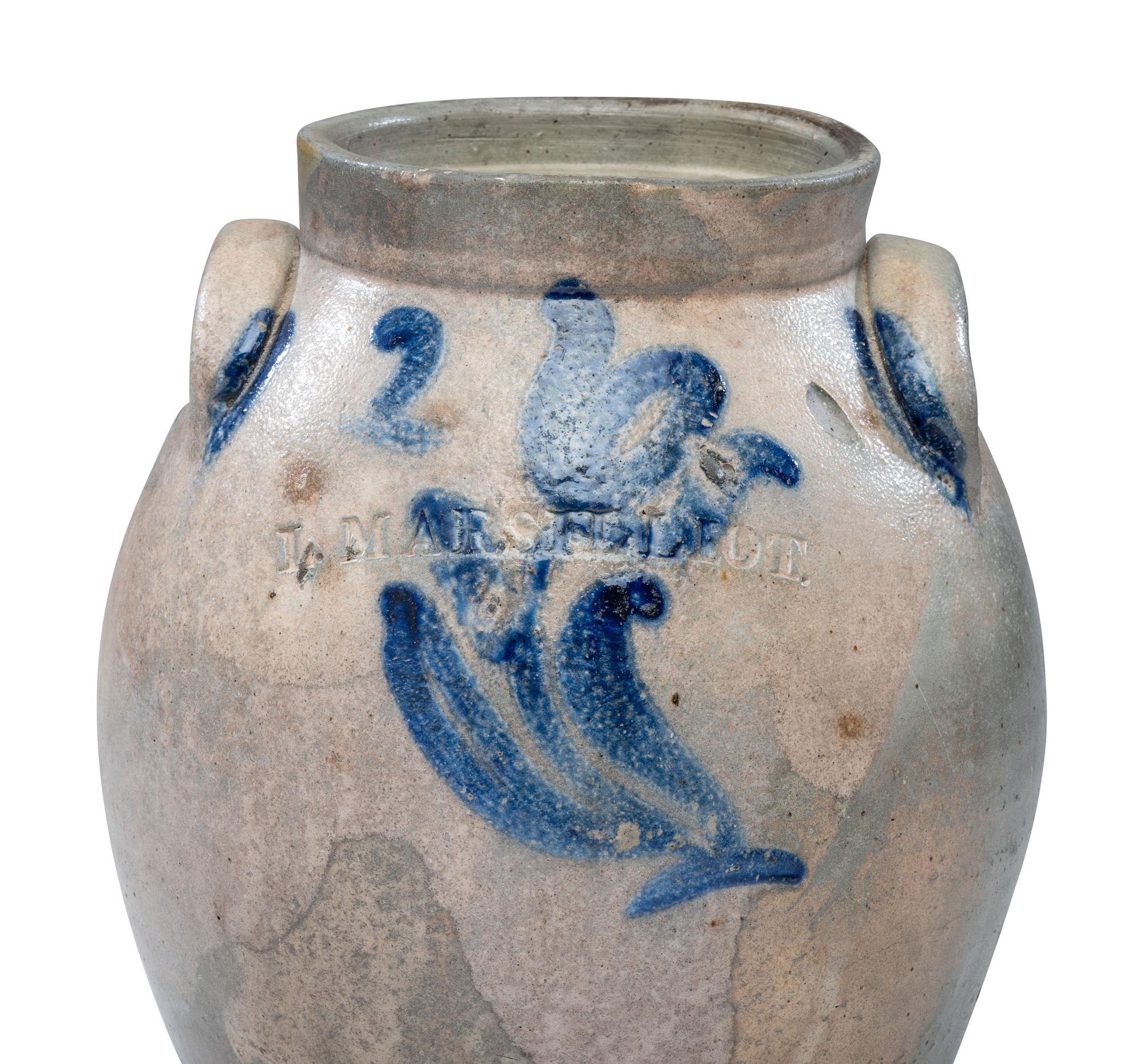An L. Marsilliot Two-Gallon Cobalt Decorated Stoneware Jug