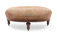 An Early Victorian Paisley-Upholstered Walnut Stool Height 16 x width 36 x depth 25 inches. — MID-19TH CENTURY