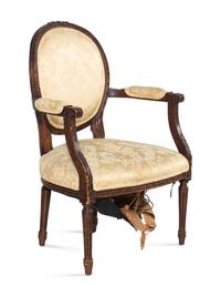 A Louis XVI Style Walnut Fauteuil