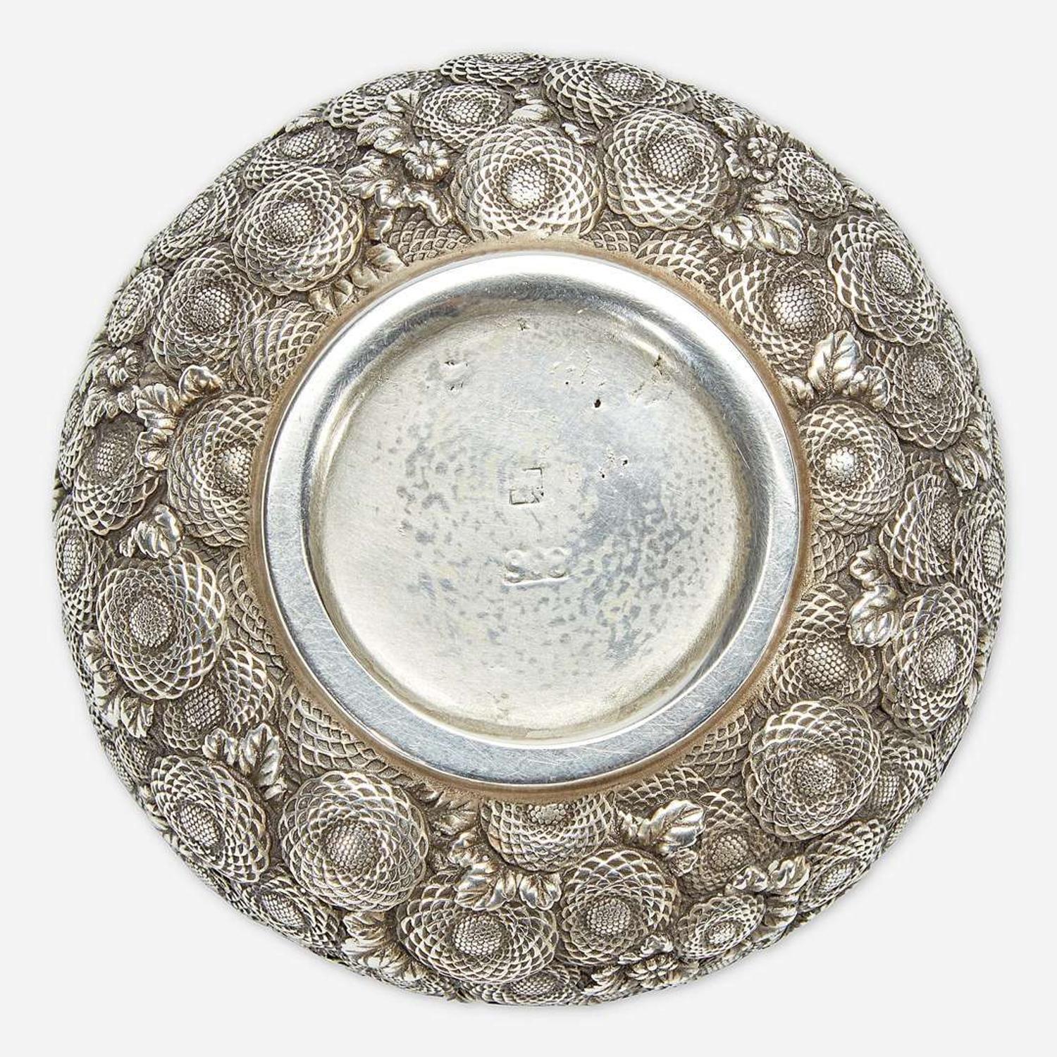 A finely-executed Japanese silver incense box and cover, Kogo