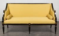 A Georgian Style Painted and Parcel Gilt Settee Height 33 x length 58 x depth 30 inches. — 20TH CENTURY