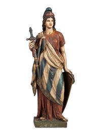 A Polychrome Painted Cast Zinc Goddess of Liberty Figure