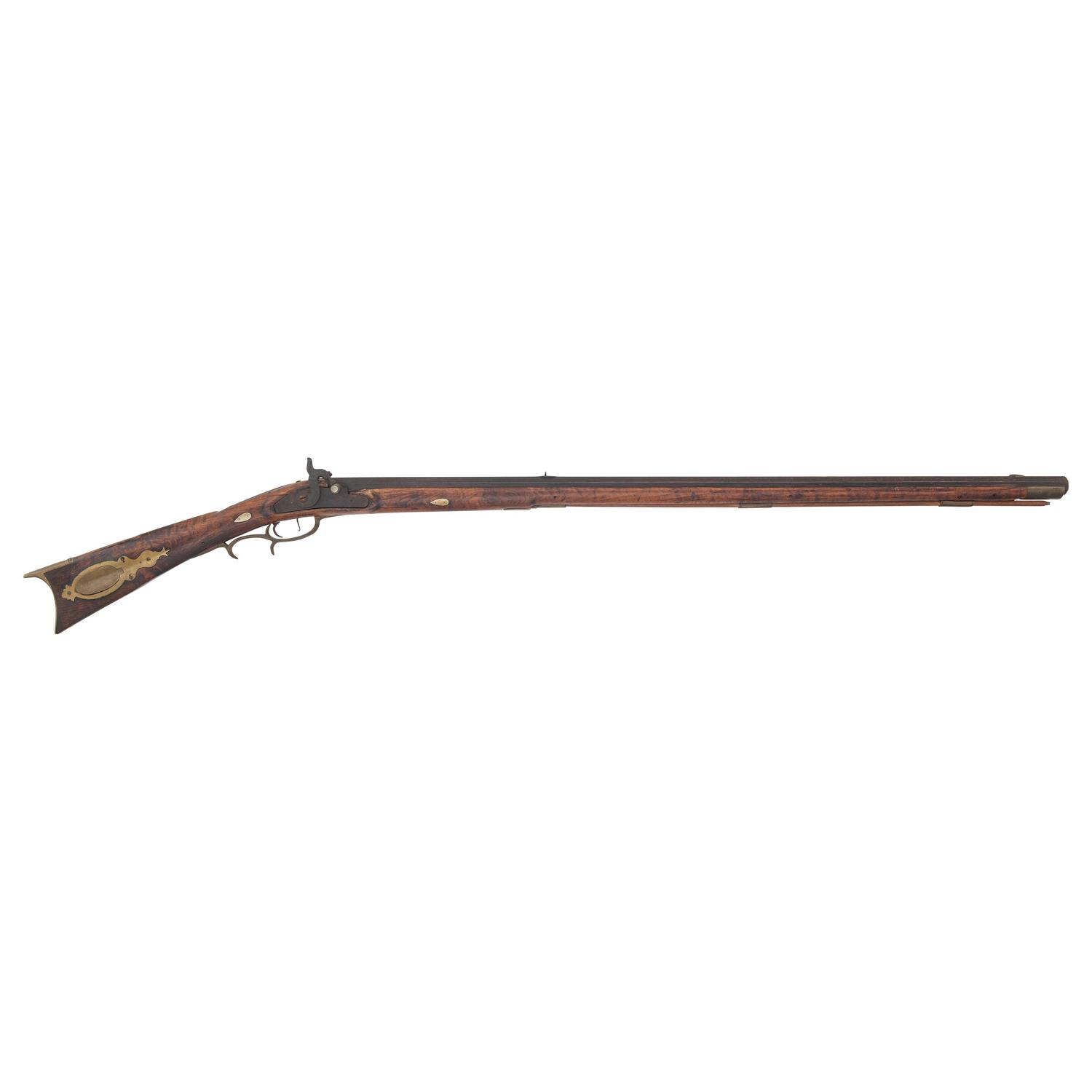 19th Century Percussion Full Stock Rifle Signed "J.W"
