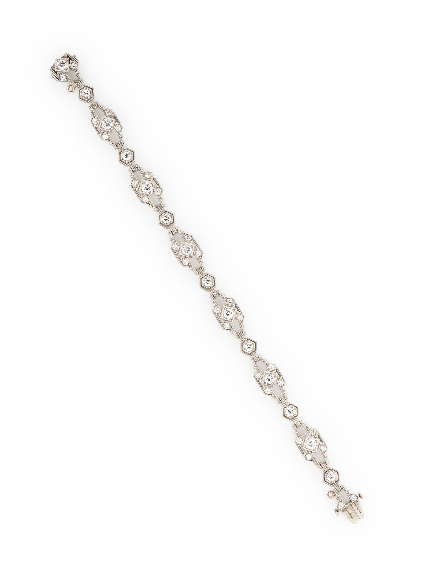 CD PEACOCK, ART DECO, DIAMOND AND PLATINUM BRACELET
