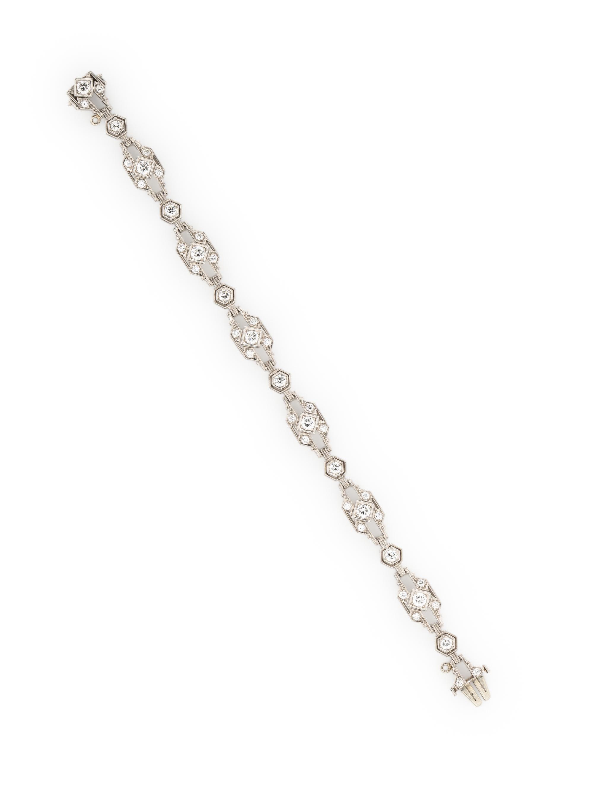 CD PEACOCK, ART DECO, DIAMOND AND PLATINUM BRACELET