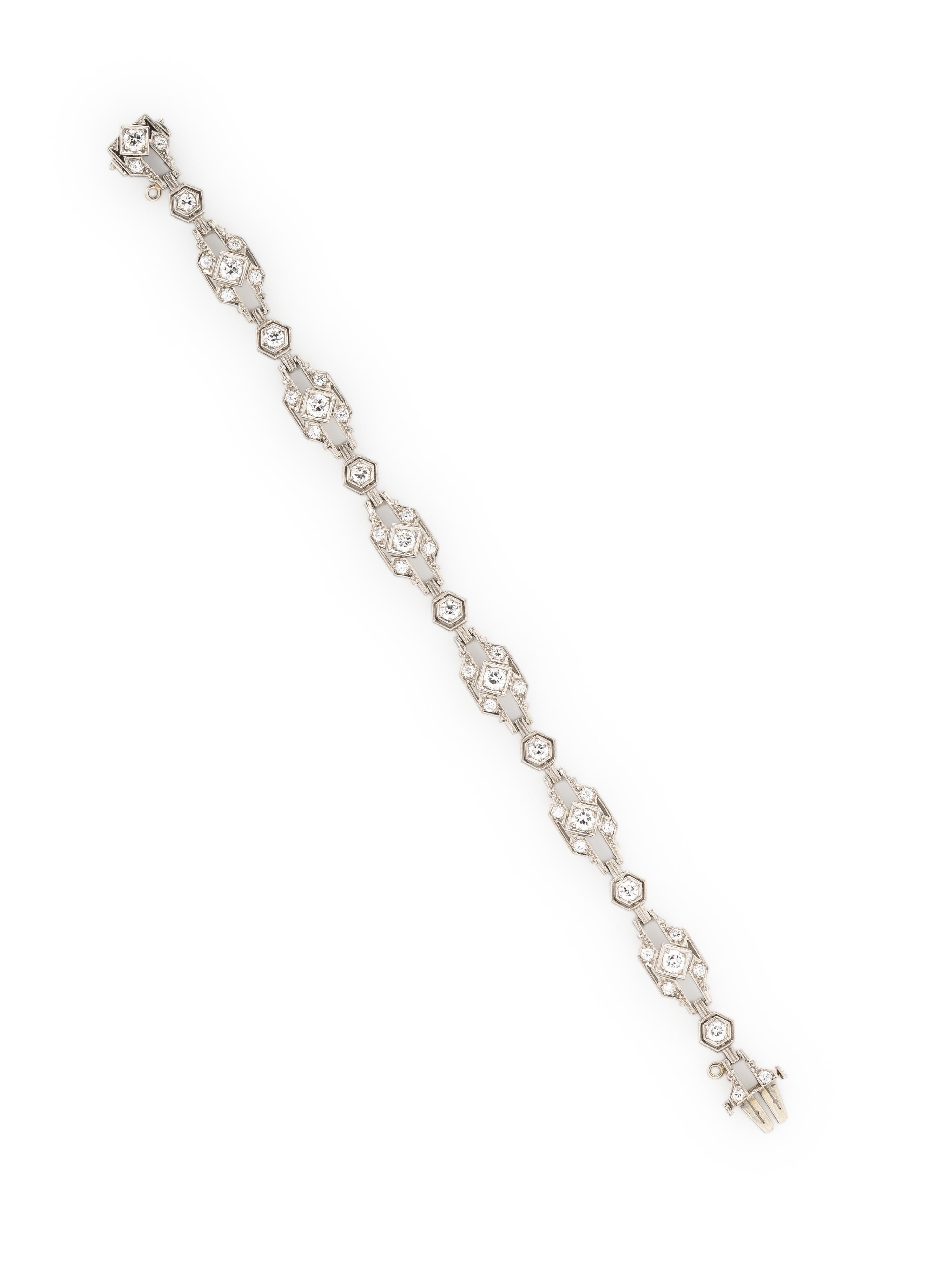 CD PEACOCK, ART DECO, DIAMOND AND PLATINUM BRACELET