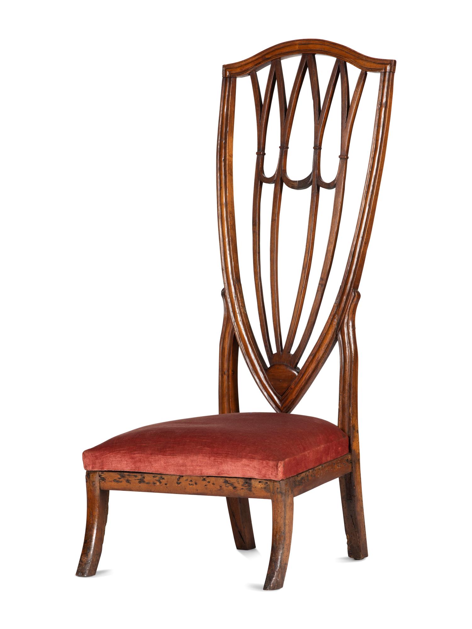 A George III Carved Walnut High-Back Slipper Chair