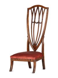 A George III Carved Walnut High-Back Slipper Chair