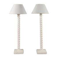 A Pair of White Composition Floor Lamps