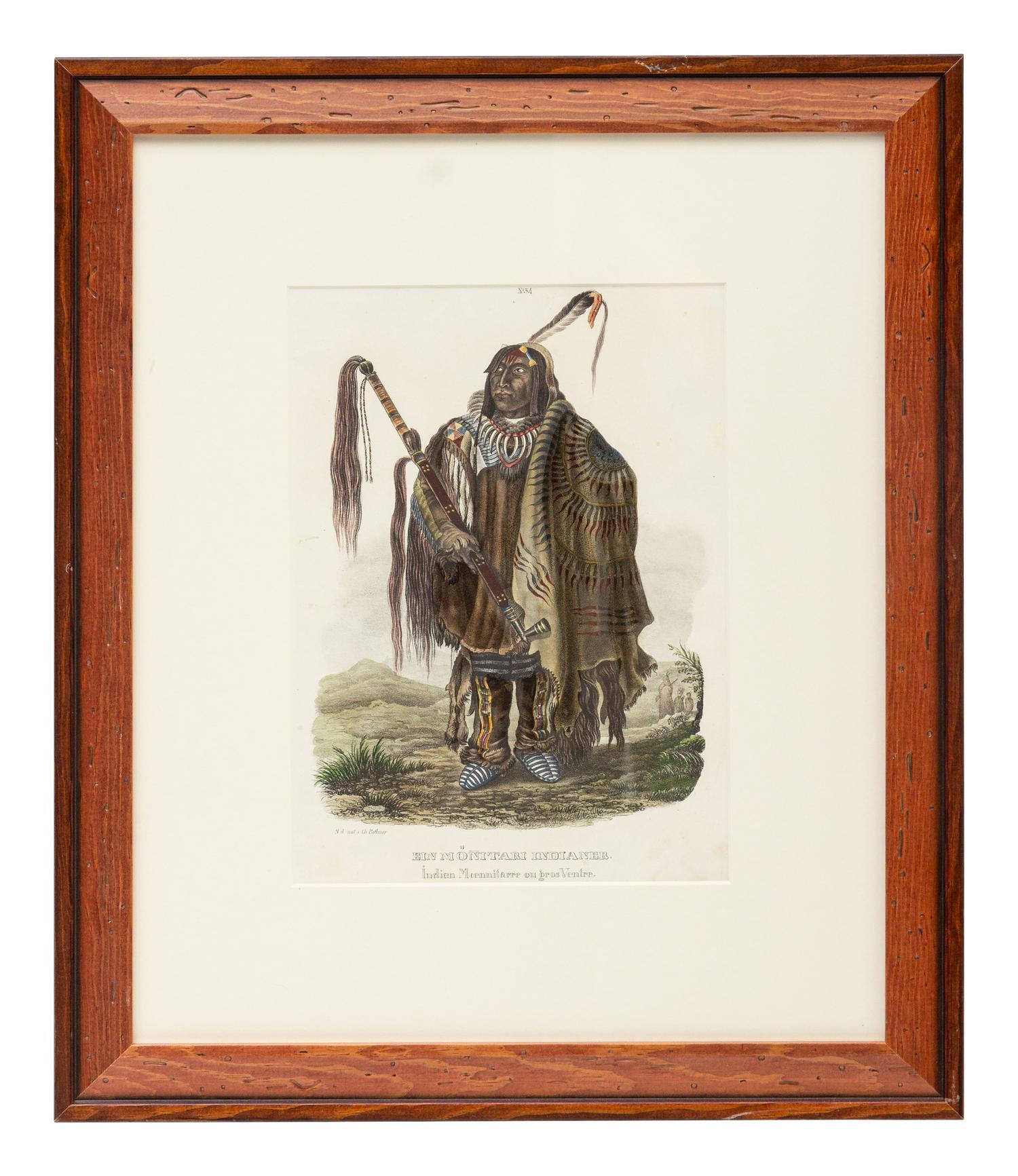 After BODMER, Karl (1809-1893), after Ein Monitari Indianer (Plate 34) Indien Moennitarre ou gros Ventre