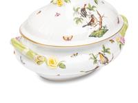 A Herend Rothschild Bird Porcelain Tureen and Covered Vegetable Dish
