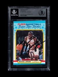 A Michael Jordan Signed Autograph 1988 Fleer Basketball Sticker No. 7 With Period Signature (Beckett Authentication Services BAS Certified)