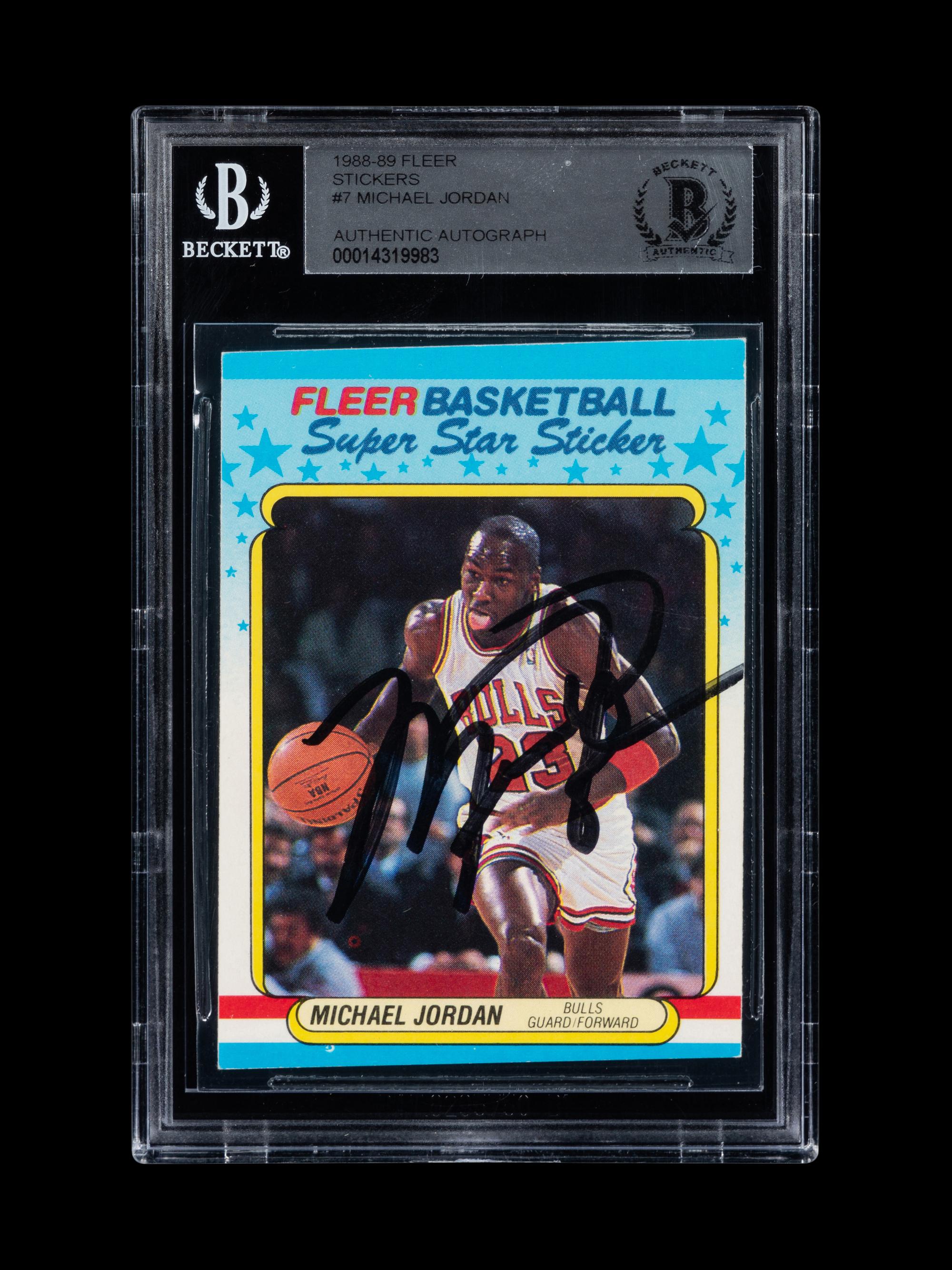 A Michael Jordan Signed Autograph 1988 Fleer Basketball Sticker No. 7 With Period Signature (Beckett Authentication Services BAS Certified)
