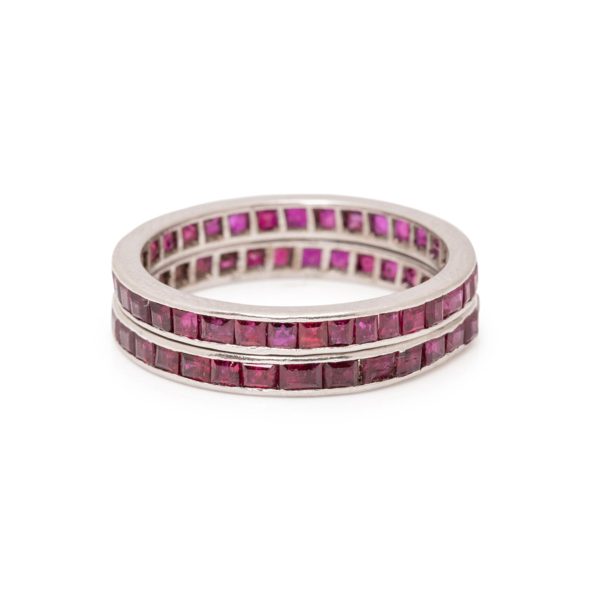PAIR OF RUBY ETERNITY BANDS