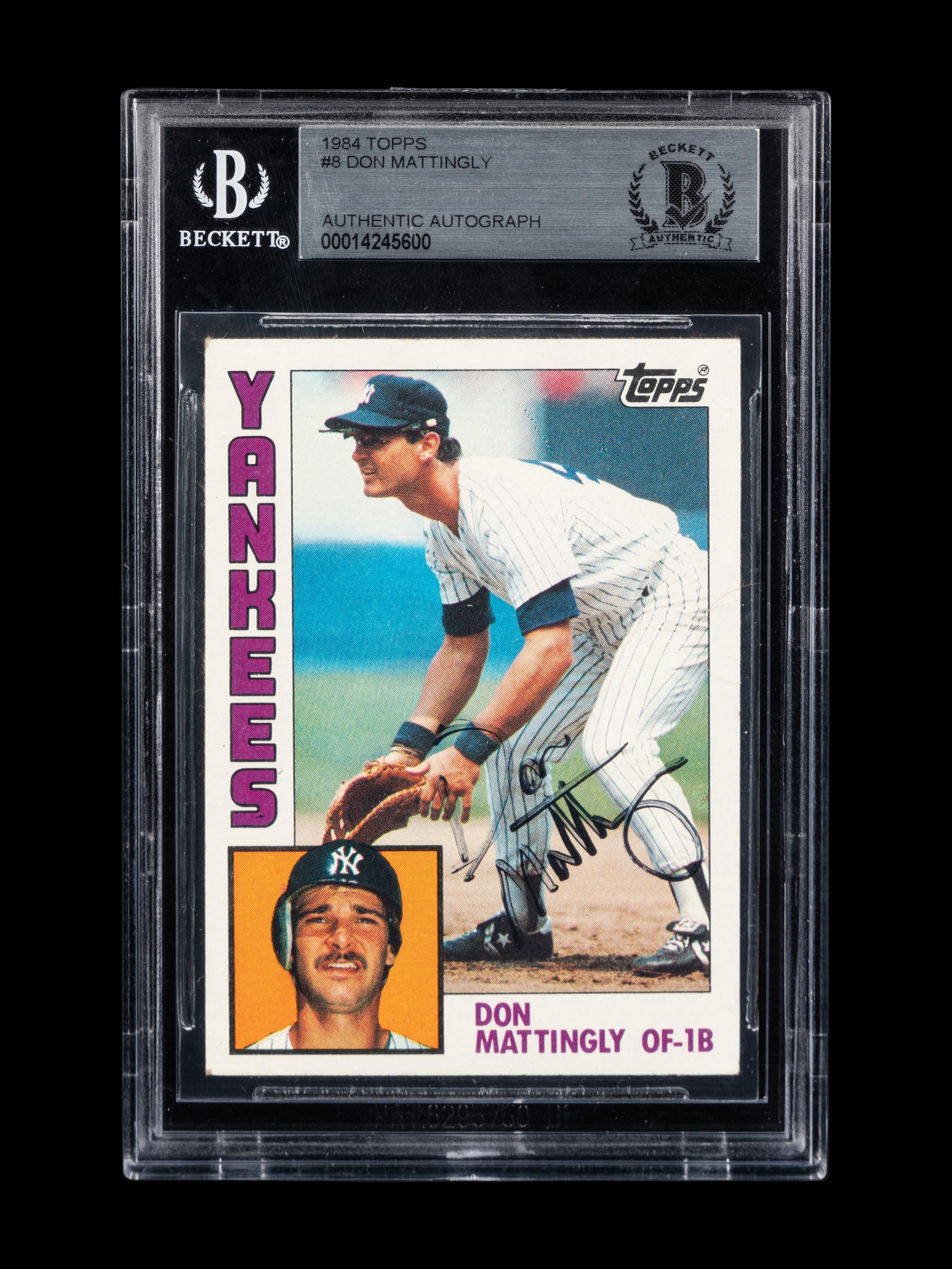 A Group of Four Dave Winfield and Don Mattingly Signed Baseball Cards Including Autographed Rookies of Both