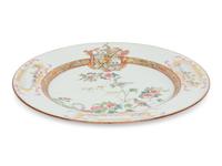 A Chinese Export Parcel-Gilt Famille Rose Armorial Porcelain Plate