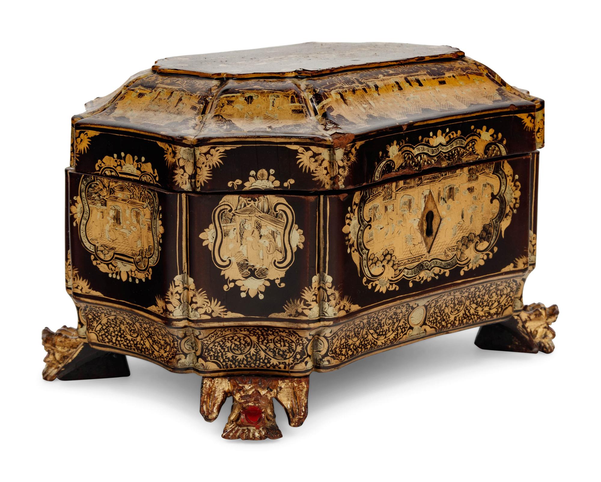 A Chinese Export Lacquered Work Box