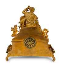 A Louis XV Style Gilt Bronze and Porcelain Inset Mantel Clock — 19TH CENTURY