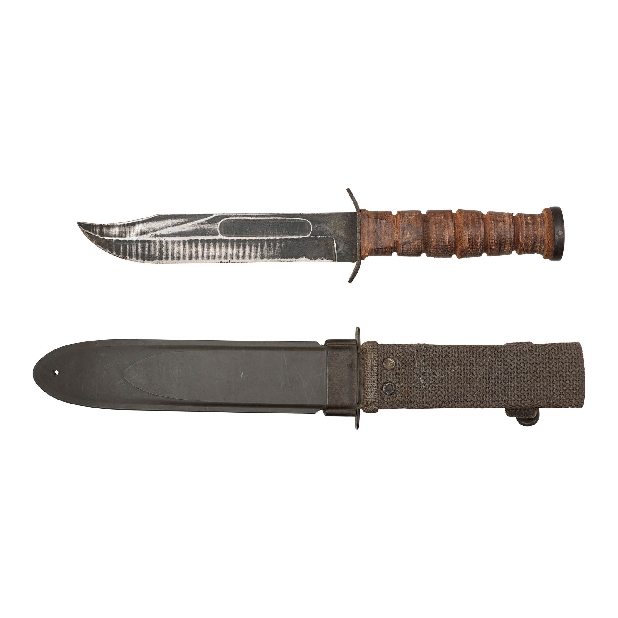 Lot of 3 Edged Weapons Including: French M1874 Gras Bayonet, US M1 Bayonet, Robeson USN Mk 2 Knife