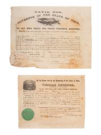 [CIVIL WAR]. JOHNSON, Andrew (1808-1875). Appointments associated with the service of Major Murray Davis, 95th Ohio Infantry, including a document signed by Andrew Johnson as President, 20 April 1866.