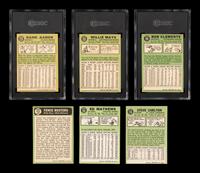 A Group of Six 1967 Topps Hall of Fame Baseball Cards Including Willie Mays Hank Aaron and Roberto Clemente