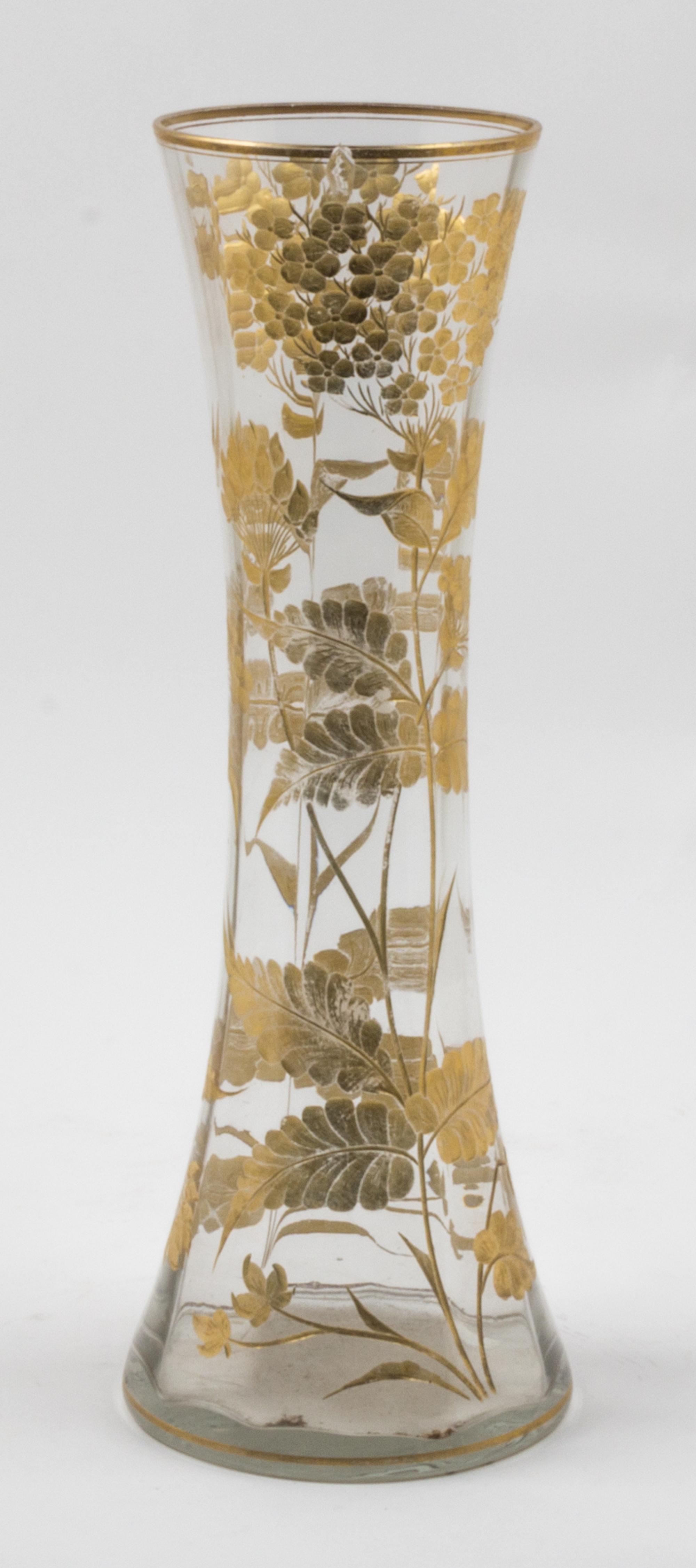 A Continental Enameled Glass Trumpet Vase Height 20 inches. — 19TH/20TH CENTURY