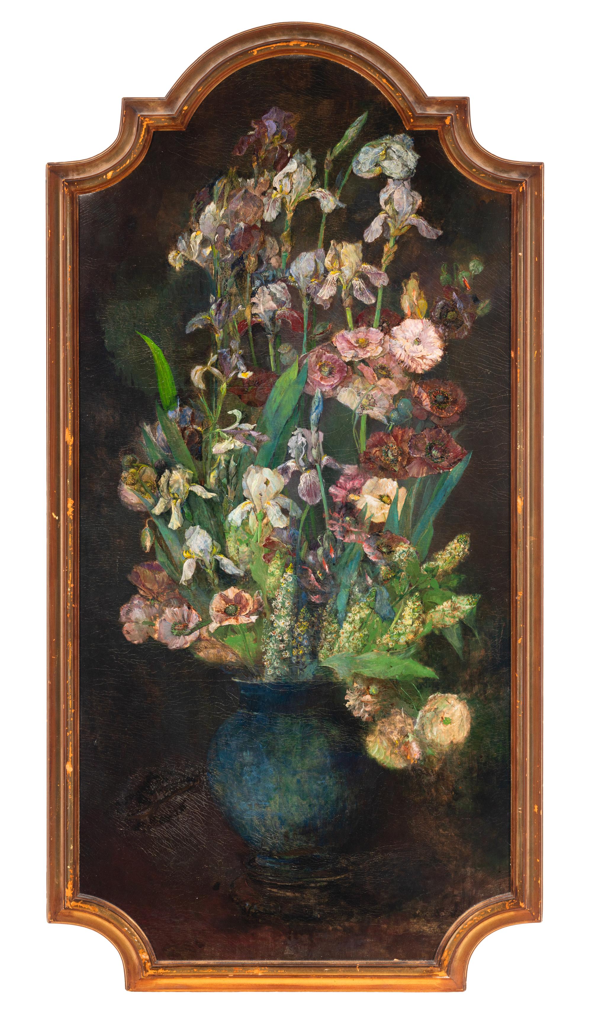 Still Life with Irises, Poppies, and Mignonettes in a Blue Vase , c. 1880s