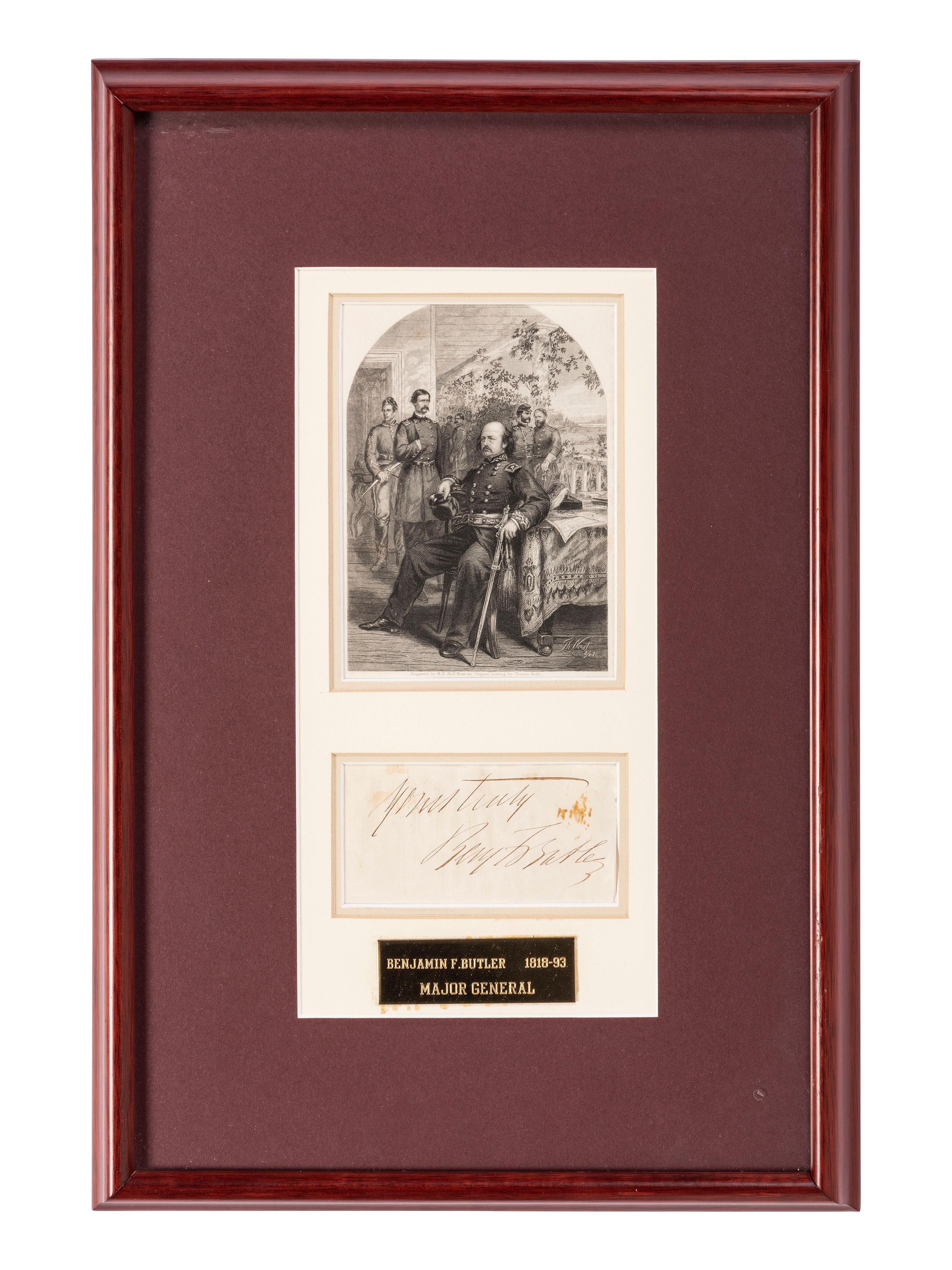 [CIVIL WAR] 3 items, incl. Benjamin Butler signature and works feat. Lincoln, Grant, & Washington.