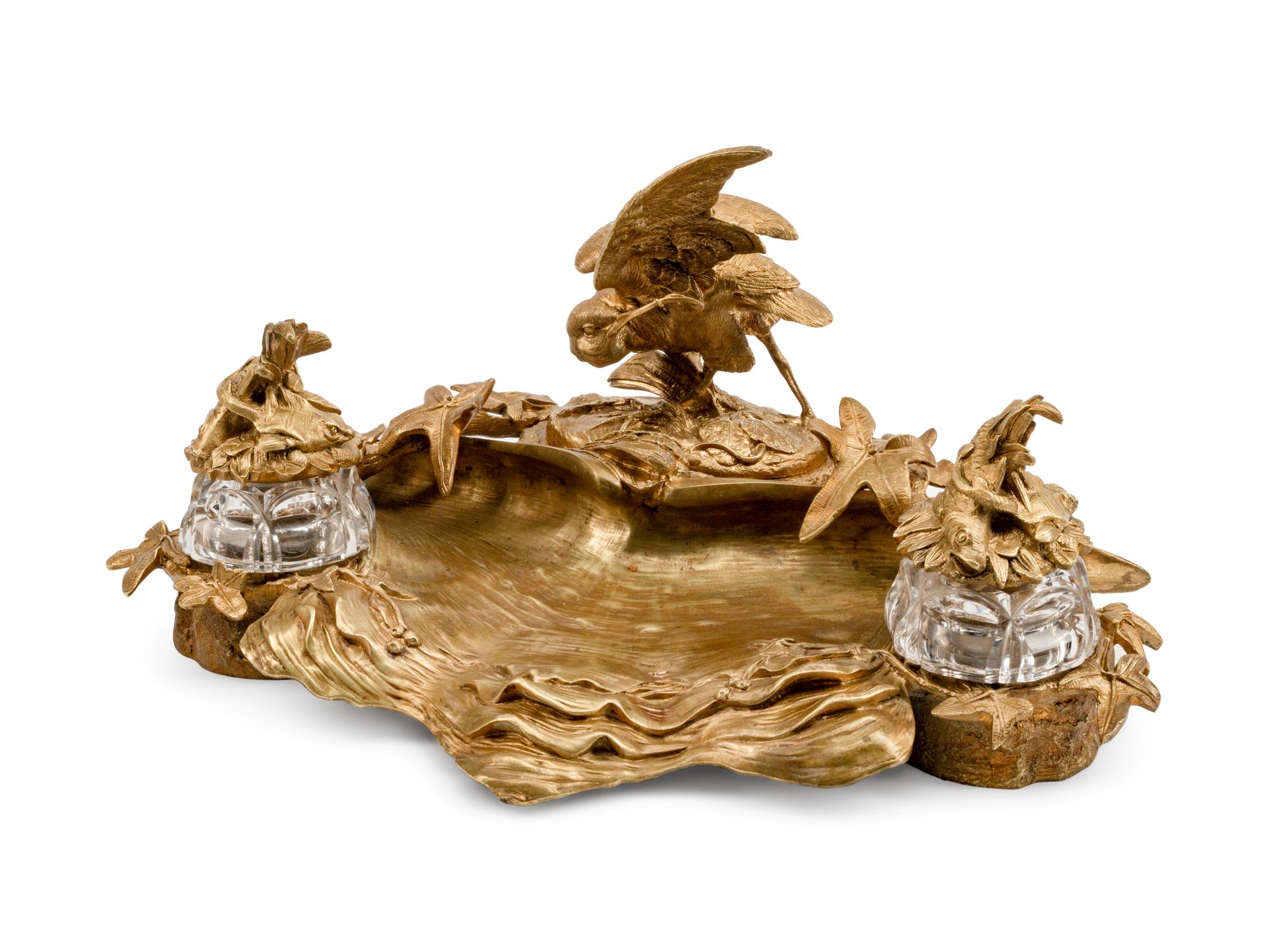 A Louis XV Style Gilt-Bronze and Glass Encrier — 19TH CENTURY