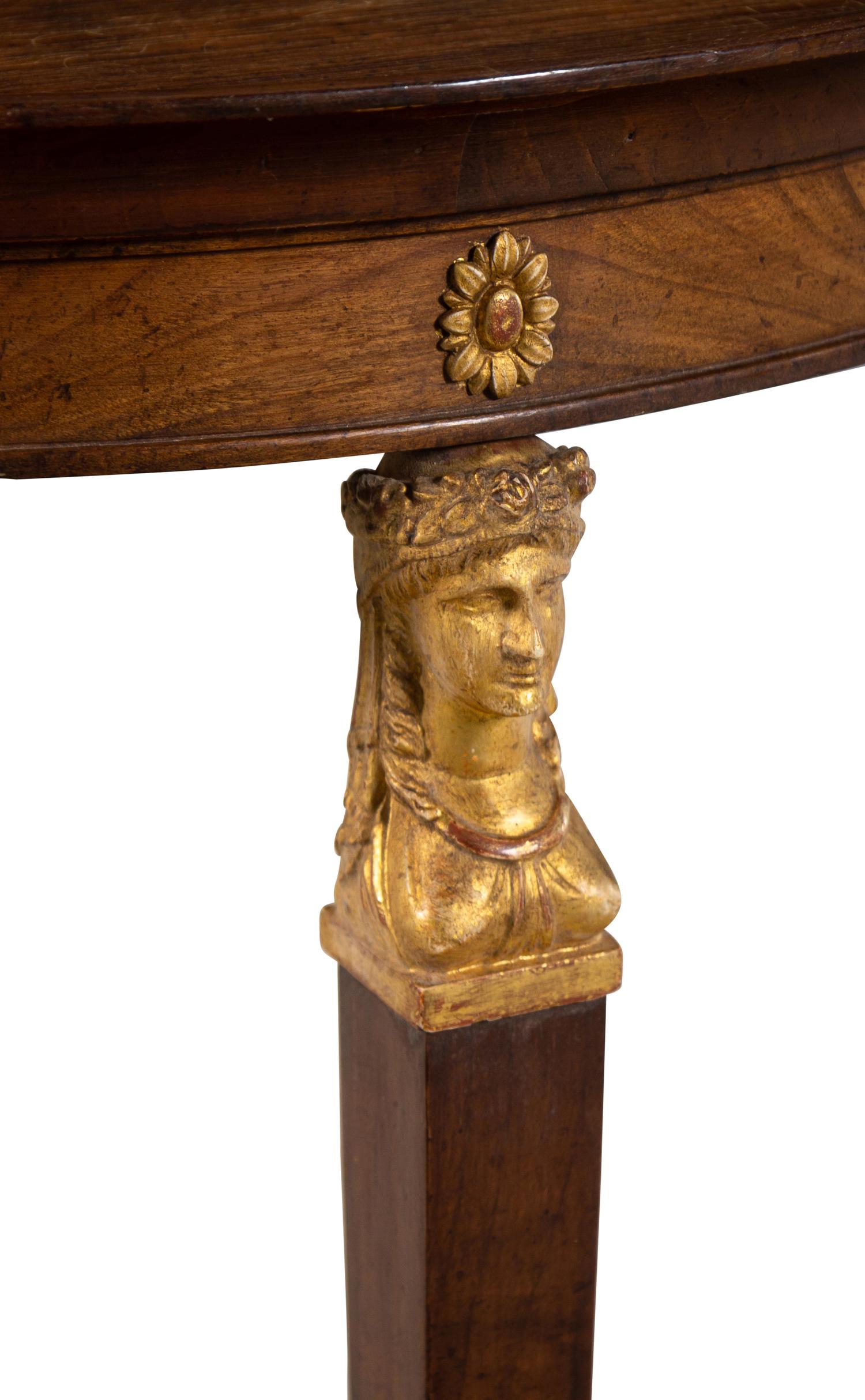 An Empire Style Parcel Gilt Mahogany Side Table