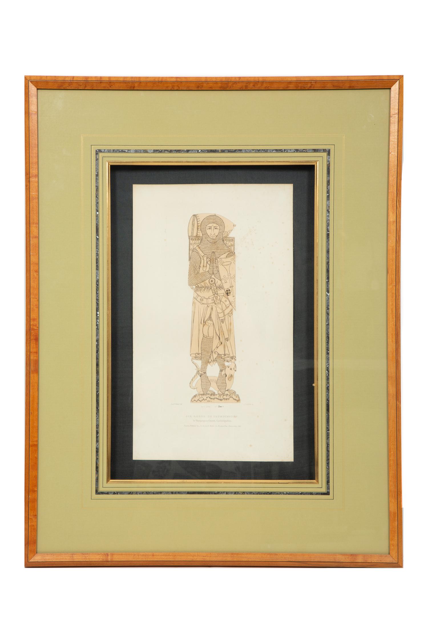 A Group of Four Framed Color Prints of Medievel Knights Taken from Brass Rubbings