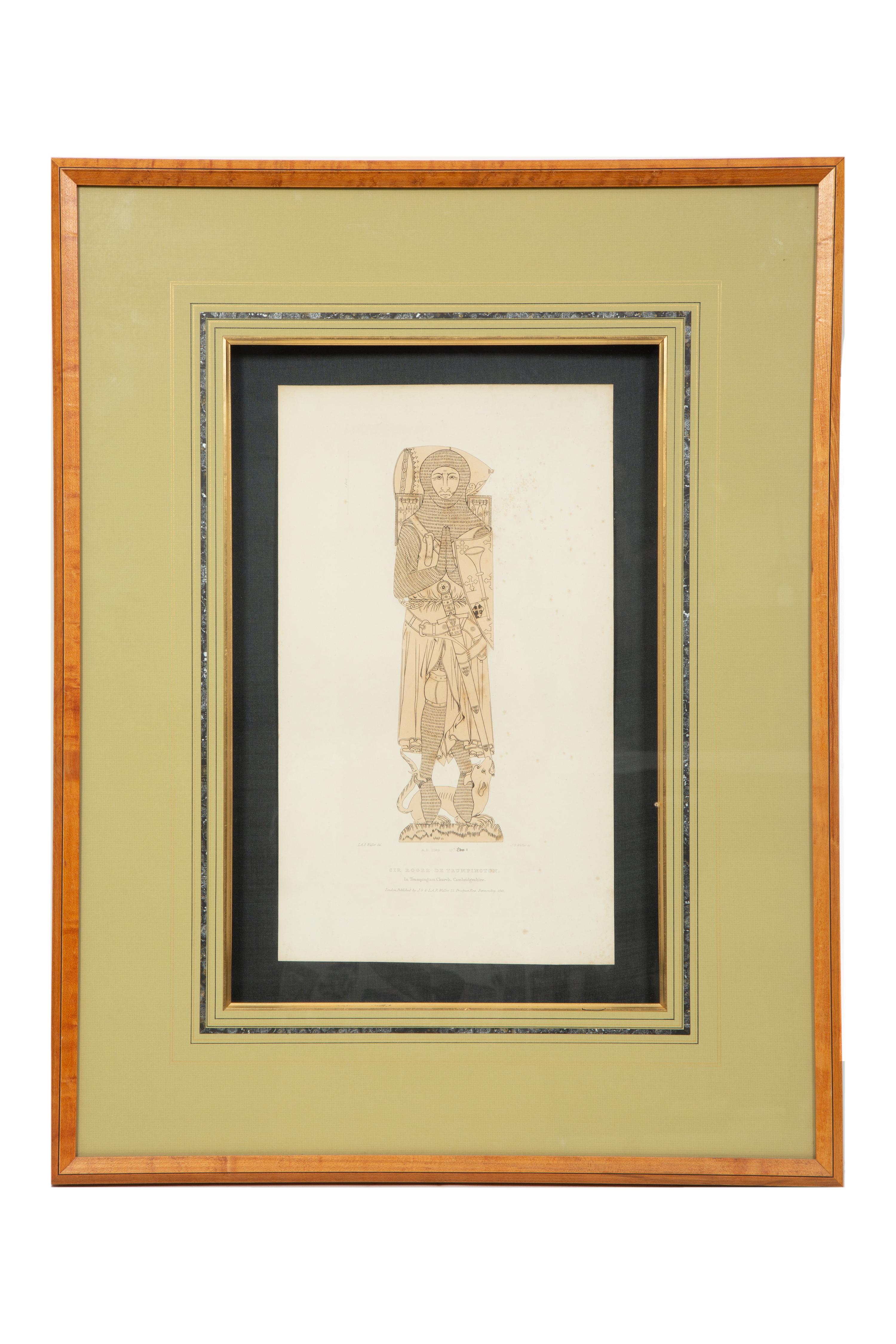A Group of Four Framed Color Prints of Medievel Knights Taken from Brass Rubbings