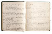 [US NAVY]. Diary kept by Lawrence R. Thompson (1883-1973) while serving on board the USS Georgia and navigating the globe as part of the the Great White Fleet, with document box, naval ephemera, and framed banners.
