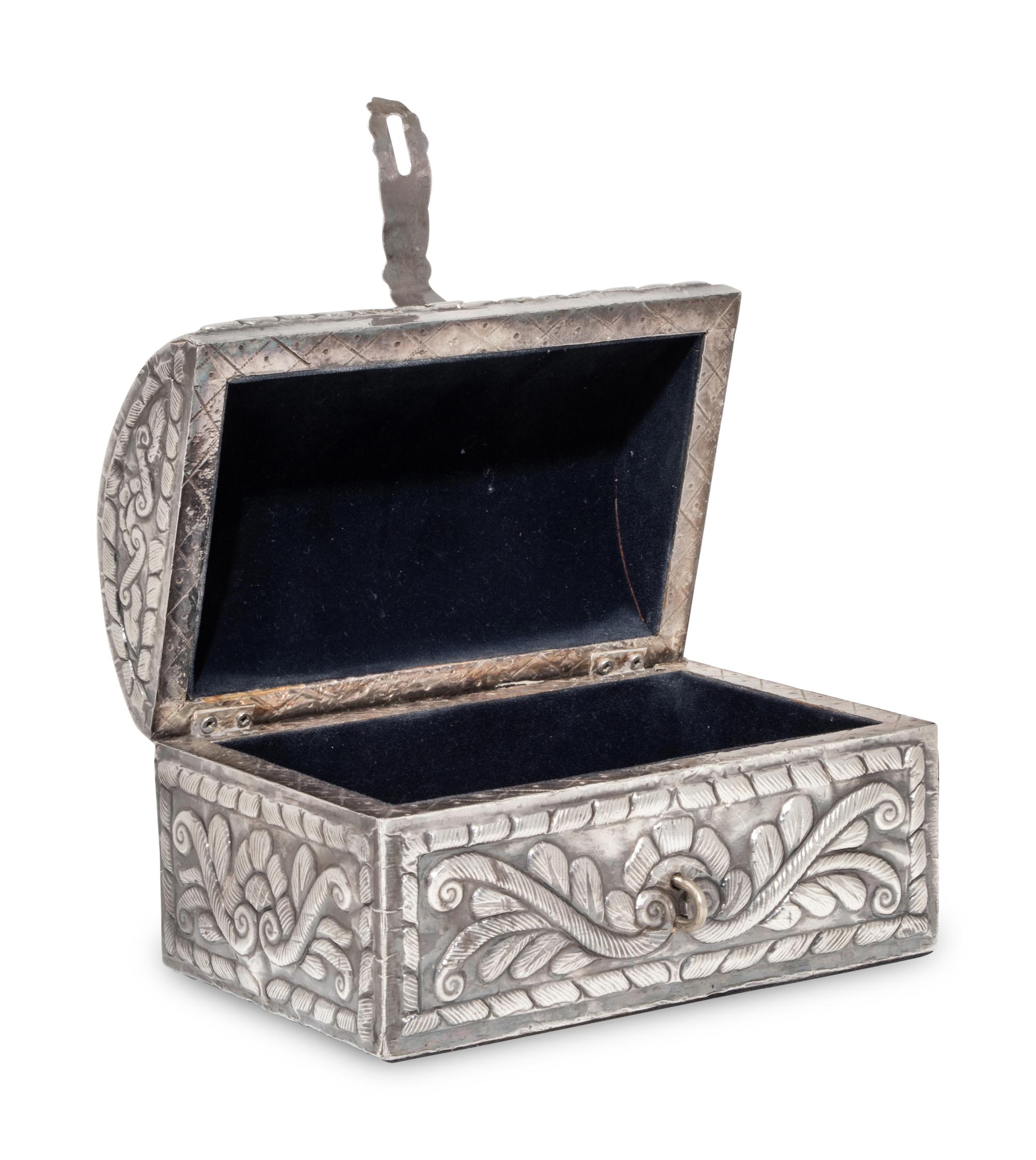 A South American Silver Clad Jewelry Casket