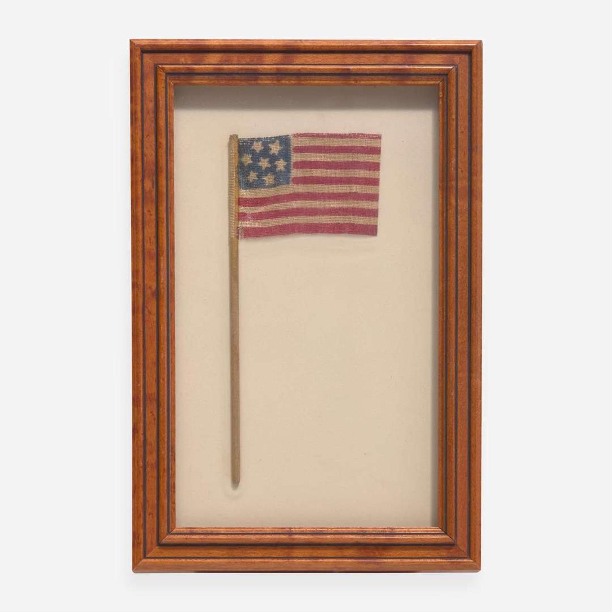 Three printed American parade Flags: 37-Star, 36-Star and 7-Star 1861-1876