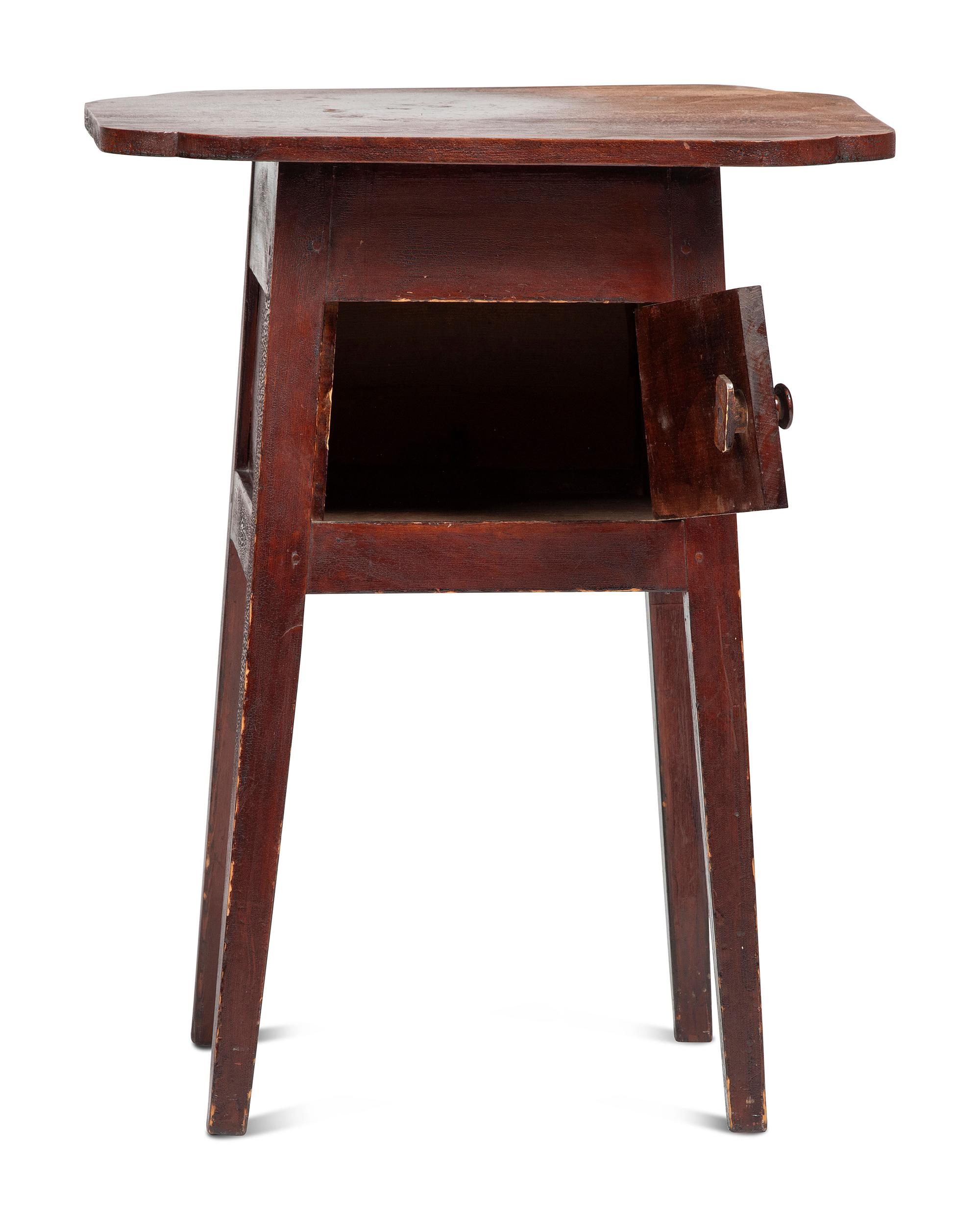 A Country Federal Stained Cherrywood and Pine Shaped Top Work Table