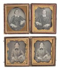 [EARLY PHOTOGRAPHY]. A collection of pairs and trios of cased images featuring the same female subjects, including: