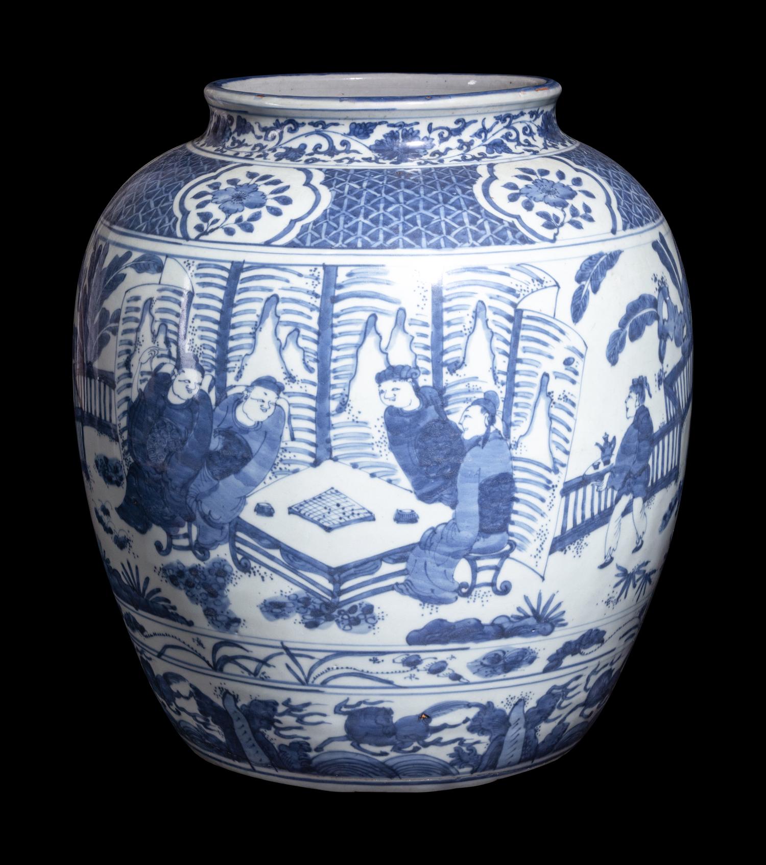 A Large Chinese Blue and White Porcelain Jar