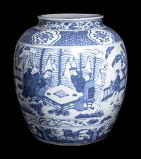 A Large Chinese Blue and White Porcelain Jar